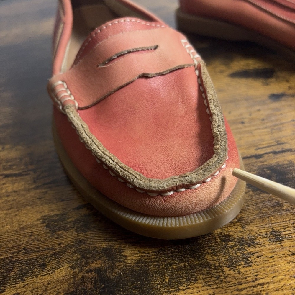 Bed Stu Penny Loafers Womens Sz 7 Coral Pink Leather Distressed Classic - Picture 12 of 13